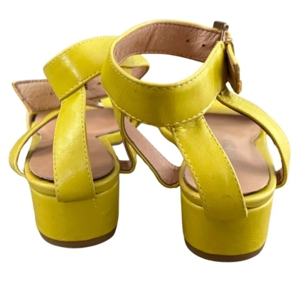 Chelsea Crew Bright Yellow Block Heels with Ankle Strap